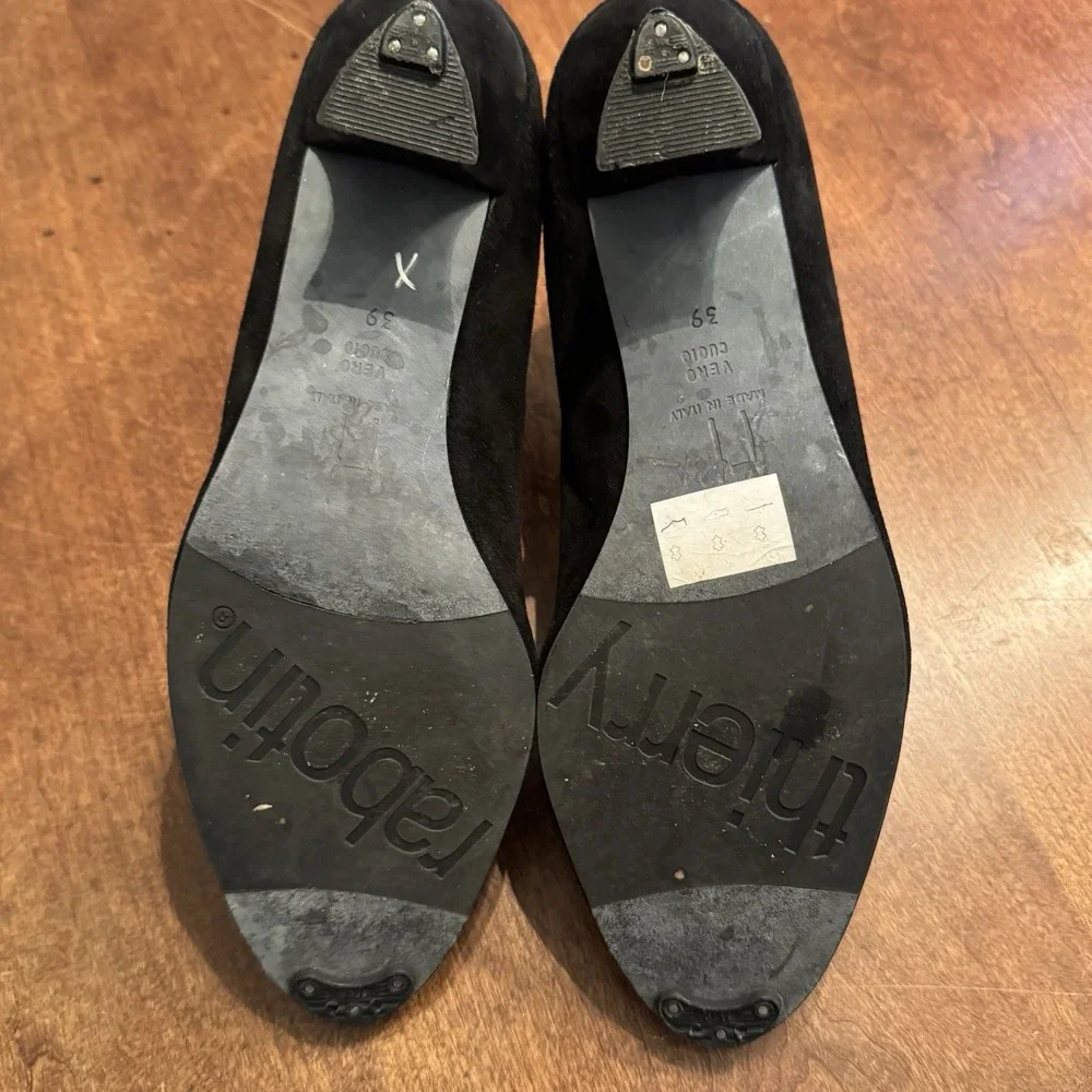 Thierry Rabotin Pumps Women 39 Black Suede Kitten Heel Cutout Made in Italy - Picture 12 of 13